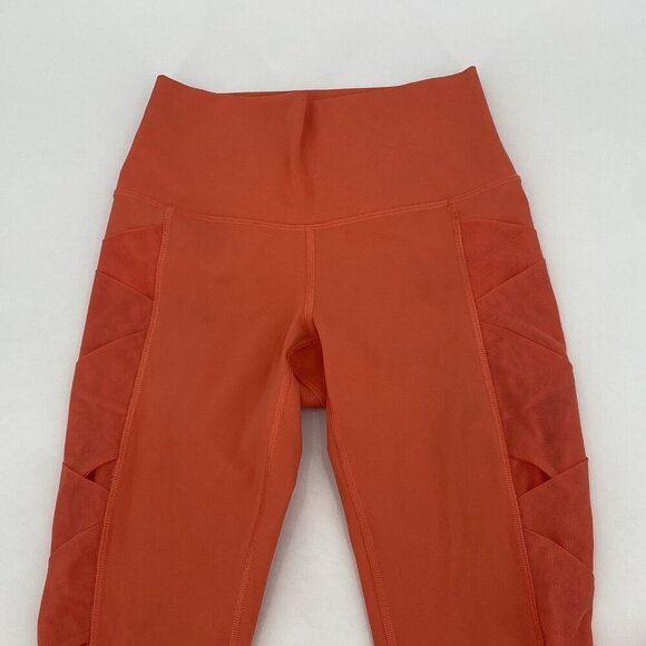 Lululemon Size 6 Mesh Rise and Flow Leggings Criss Cross Orange Coral NO SIZE - Picture 6 of 15